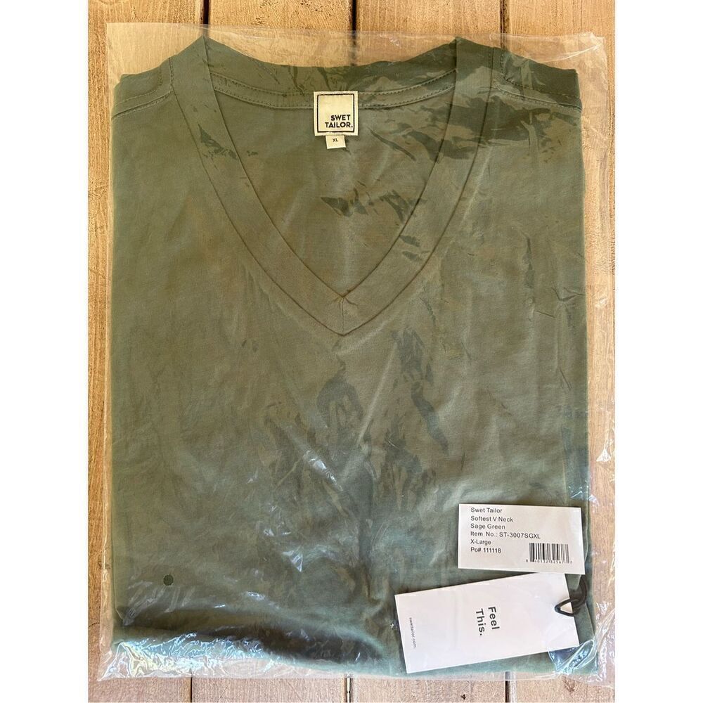 NWT Swet Tailor Softest V-Neck In Sage Green Men’s Size XL - Picture 3 of 4